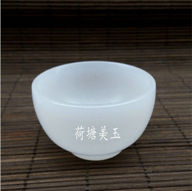Natural Afghan jade wine set small wine bowl jade kung fu tea antique ornament white jade tea set wine glass one