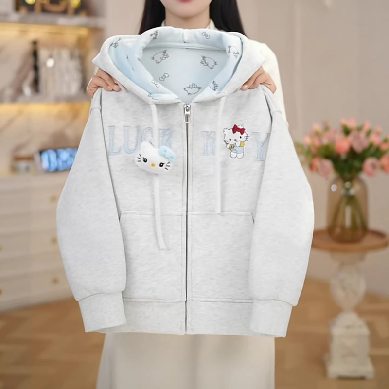 Girls' Jacket Korean Style Autumn and Winter 2026 New Children's Hooded Cardigan Sweatshirt Fashionable Fleece-Lined Coat Stylish and Trendy