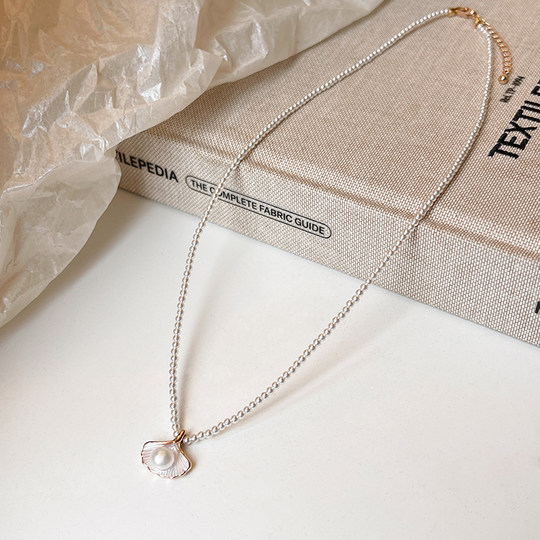 Shell Pearl Pendant Necklace Women's 2025 New High-end Light Luxury Niche Summer Clavicle Chain Neck Accessories