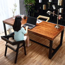 Light Extravagant Solid Wood Office Table And Chairs Portfolio Conference Long Table Retro Loft Brief Iron Art Table Computer Desk Subcustom