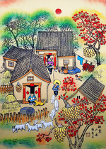 Automne Imagery Shepherd Rural Life Hotel Farmhouse Music House Decoration Zhang Qingyi Comté de plein air Peinture Dimensions 52x38cm