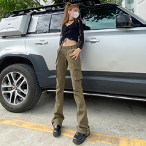 170 Lengthened Retro Hip Hop Tooling Jeans Womens Tall American Tide Brand Vibe Slim Micro-La Mopping Pants