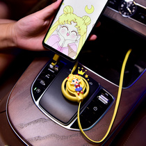 Cartoon car with data line one drag three quick charging telescopic multifunction three-in-one phone charger on-board supplies