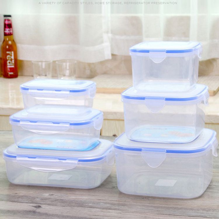 Plastic sealed box Transparent preservation box Bento snack box Toy jewelry storage box Long square thickened