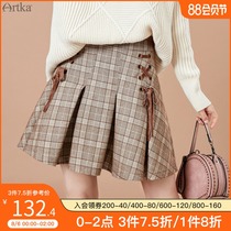 Akka college wind pleated short skirt womens 2021 autumn new umbrella skirt skirt jk plaid high waist a-line skirt pre -