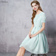Artka Aka Hoa Ánh Sáng Mùa Hè Mới Lá Sen Tay Áo Slim 2 Màu Váy LA11765X