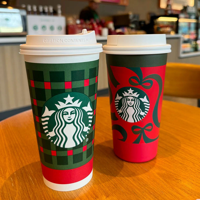 Star-Themed Double-Layer Thickened Christmas and New Year Paper Cups, Disposable Milk Tea Cups, Red Coffee Cups with Lids