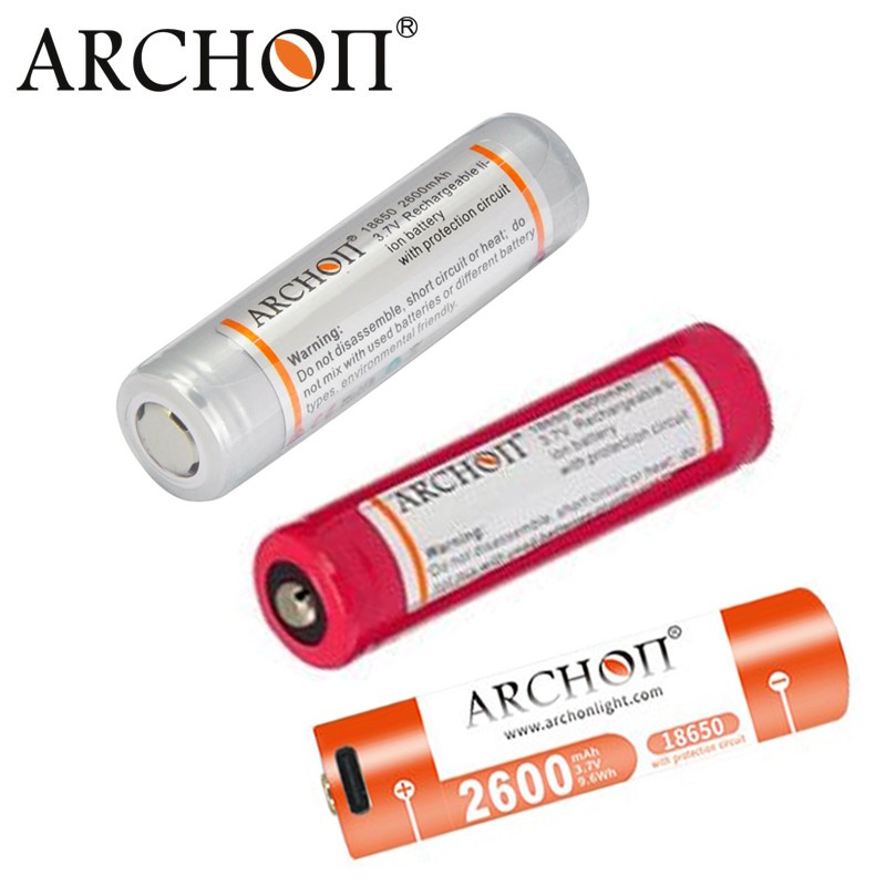 ARCHON PUPIL DIVING FLASHLIGHT BATTERY ACCESSORIES 18650 BATTERY 2600mAh BATTERY
