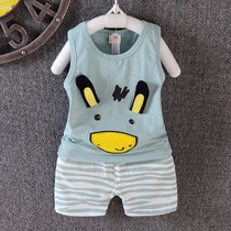 New week and a half boys summer baby sleeveless two-piece set 2 to 3 years old boy summer vest shorts tide tide