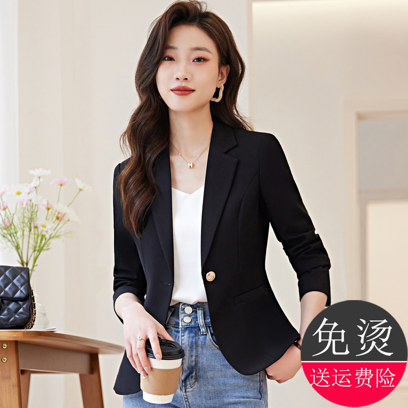 Black Blazer for Women, High-End Feel, 2026 New Spring and Autumn Style, No-Iron, Slim Fit, Short Casual Suit for Petite Figures Black Blazer for Women, High-End Feel, 2026 New Spring and Autumn Style, No-Iron, Slim Fit, Short Casual Suit for Petite Figures