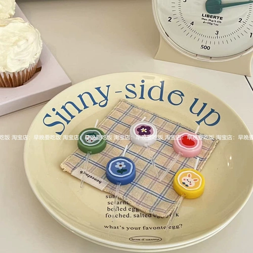 Брендовая мультяшная круглая цветная карта для еды, кролик, клубника, свеча, в цветочек