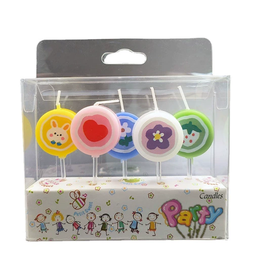 Брендовая мультяшная круглая цветная карта для еды, кролик, клубника, свеча, в цветочек