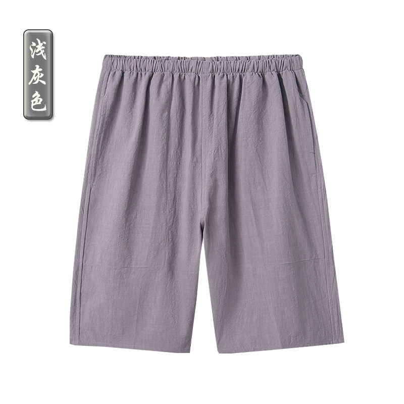 Linen mỏng trung niên clothshorts Tang nam Trung Quốc loose-fitting lớn mã số có năm điểm nhà lanh quần bông của Trung Quốc phong cách nhân quần áo