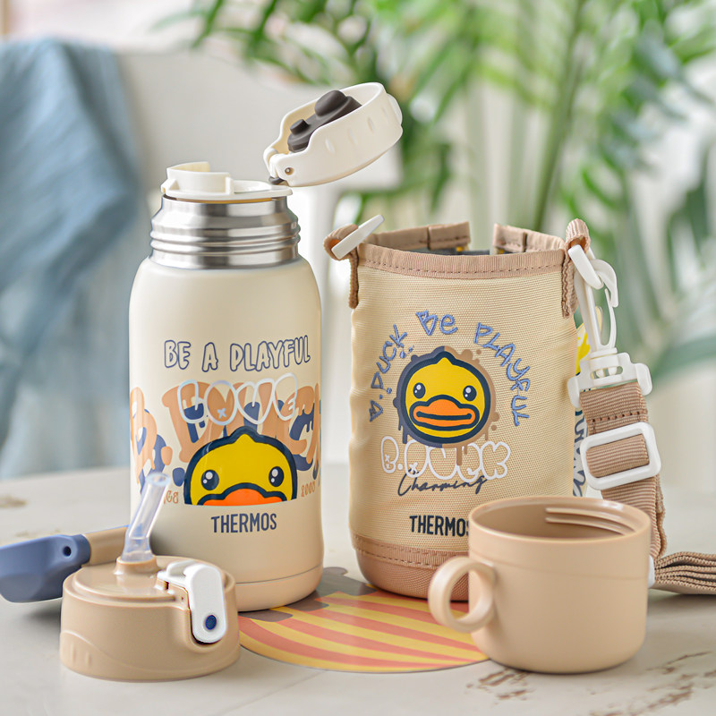 Catering Magic Children's insulated cup with straw straight drinking water bottle kettle baby Kindergarten 600ml large capacity