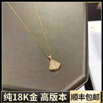 18K gold small skirt fan necklace female rose gold pendant choker simple temperament light luxury senior sense