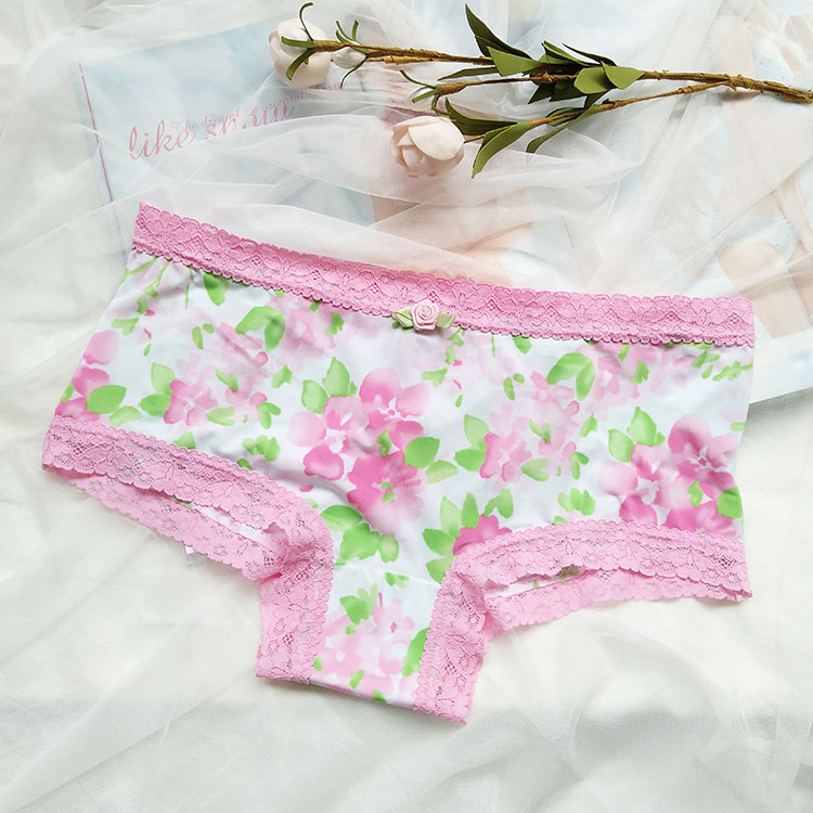 Châu Âu và Mỹ khí beo sọc không có dấu vết băng lụa ren mịn sữa lụa thời trang nhỏ boxer phụ nữ eo đồ lót quần xì lót