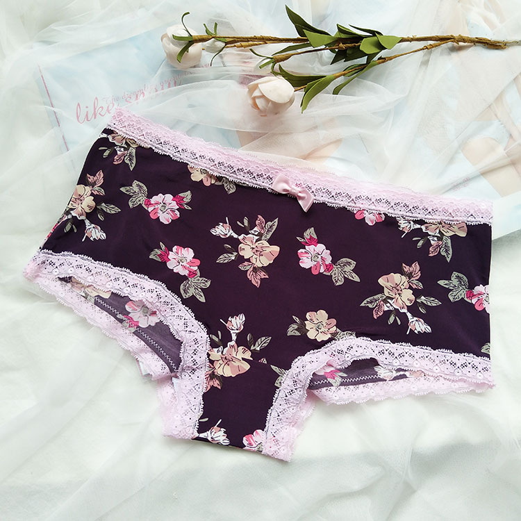 Châu Âu và Mỹ khí beo sọc không có dấu vết băng lụa ren mịn sữa lụa thời trang nhỏ boxer phụ nữ eo đồ lót quần xì lót