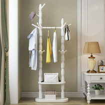 Eurostyle solid wood cloak holder rack floor large clothes bedroom living room double pole hanging clothes hanger simple to add coarse room