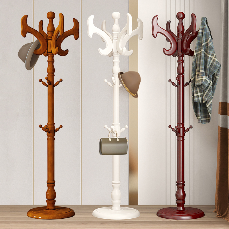 New solid wood hanger floor-to-ceiling bedroom art coat rack simple modern vertical storage layer rack clothes rack hanging bag rack