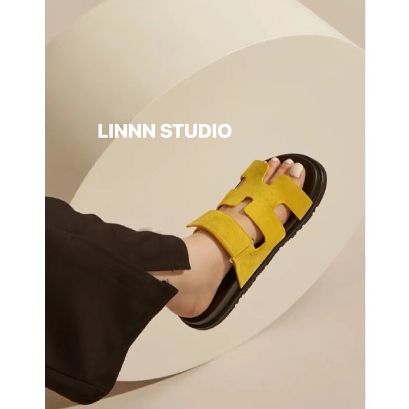 Summer H-Shaped Cute and Quirky Slippers, Old Man Shoes, Uncle Shoes, Thick-Soled Platform Beach Sandals with Velcro Straps for Women