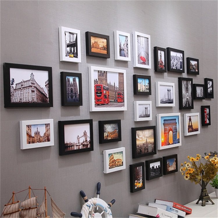 Creative living room photo wall decoration without punching bedroom background wall photo wall album photo frame hanging wall combination