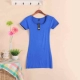 Summer Women Modal Hàn Quốc Slim Solid Color Đơn giản hàng đầu Tất cả các trận đấu Áo thun ngắn tay dài vừa phải - Áo phông