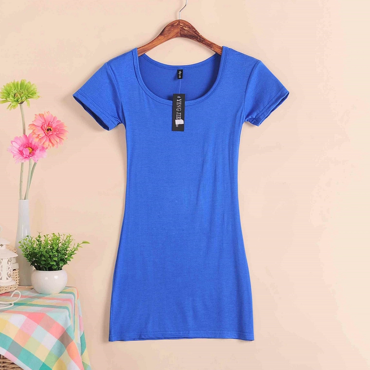 Summer Women Modal Hàn Quốc Slim Solid Color Đơn giản hàng đầu Tất cả các trận đấu Áo thun ngắn tay dài vừa phải - Áo phông