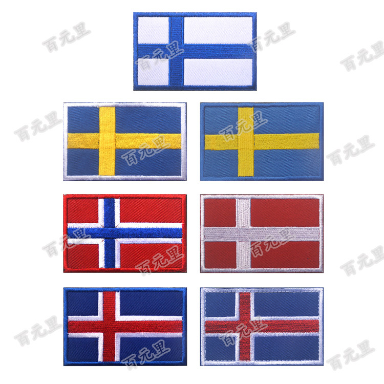Nordic mythology European logo Iceland, Finland Sweden Norway Denmark Embroidery Magic Sticker with fine cloth stickup bag stickup