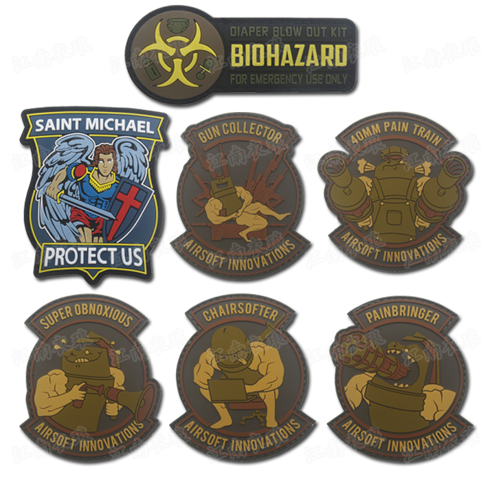 Bottle biochemical hazard Angel St Michael American soldier series English PVC Waterproof Velcro arm