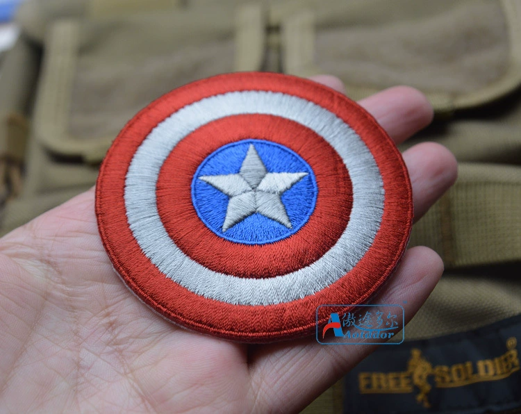 Vụ nổ Avengers 3D Thêu Màu Captain America Captain Armband Velcro Huy Hiệu Sticker hình dán lên quần áo