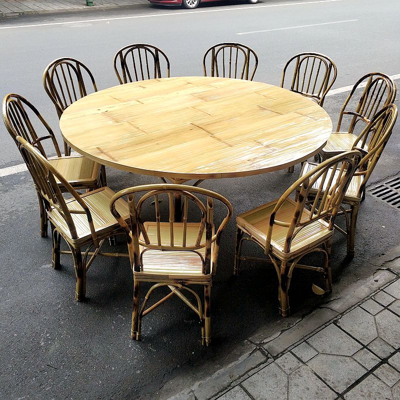 Chinese Style Folk Hotel Dining Room Dining Chair Round Bamboo Table And Chairs Combined Fields Garden Bamboo Dining Table Rural Courtyard Ancient Town Scenic Area