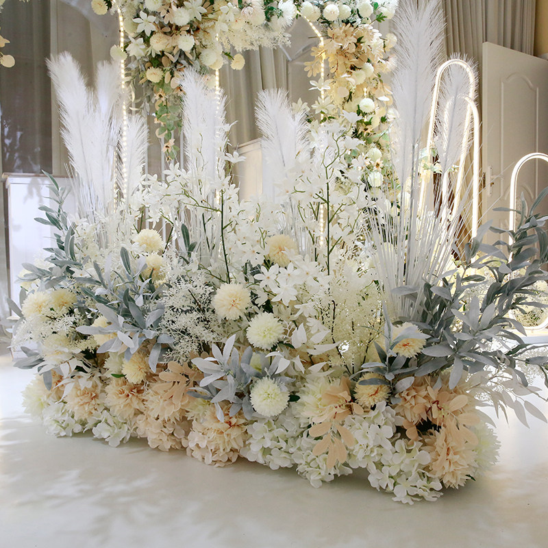 New high-end wedding simulation flower feather feather drainage roads citation stage T stage floral decoration system