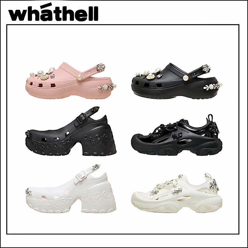 Simone Rocha X Crocs Collaboration, Gem-Embellished, Embossed Bow, Ballet Clogs