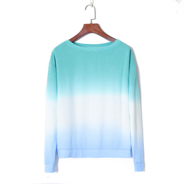 2022 ຄົນອັບເດດ: ແມ່ຍິງພາກຮຽນ spring ຄົນອັບເດດ: Korean Style Fresh Gradient ພິມ Round Neck Pullover ແຂນຍາວ Loose Sweatshirt ຫຼຸດຜ່ອນອາຍຸ