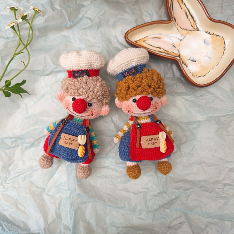 Chef Clown Handmade DIY Material Kit to Pass the Time Crochet Doll