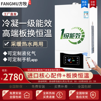 First-Class Energy Efficiency Natural Gas Liquefied Gas Gas Wall-Mounted Furnace Plate Replacement Condensation Heating Furnace Hot Water Heating Dual-Purpose Boiler