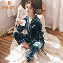 Pyjamas womens autumn and winter Korean version of thin and long sleeves ladies thin suede home with gold velvet coral suede two-piece suit