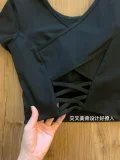 Tide, весенняя летняя базовая футболка с коротким рукавом для йоги, красивая спина