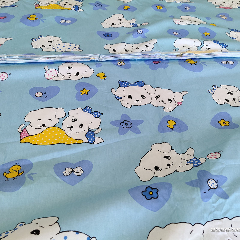 Cartoon puppy pure cotton fabric full cotton twill bedding set to be made nursery bed linen by pillowcase Three sets