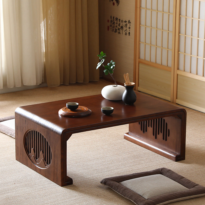 Pure solid wood bay window small coffee table table Japanese tatami tea table low table ancient style can be customized and room table a few Kang table