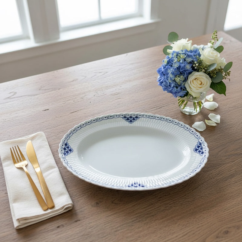 Copenhagen Princess Blue Series European Retro Palace Style Hand-Painted Underglaze Relief Hard Porcelain Tableware Stew Pot