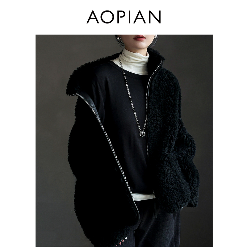 Mzz Aopian Black Teddy Air Wool Fur Integrated Jacket That Suits Everyone Mzz Aopian Black Teddy Air Wool Fur Integrated Jacket That Suits Everyone
