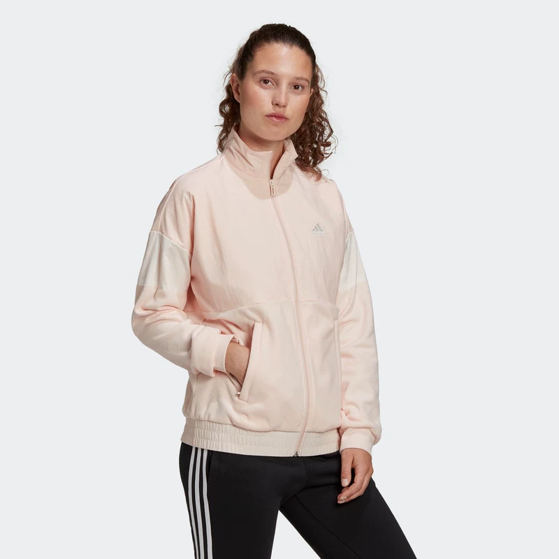 Плотная бархатная куртка с молнией Adidas, согревающая