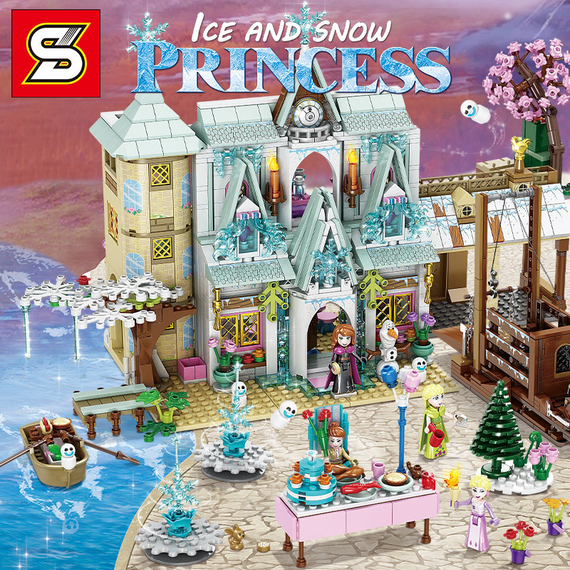 Dream ice princess Big Castle Amusement Park party assembly building blocks girl gift toy model small particles