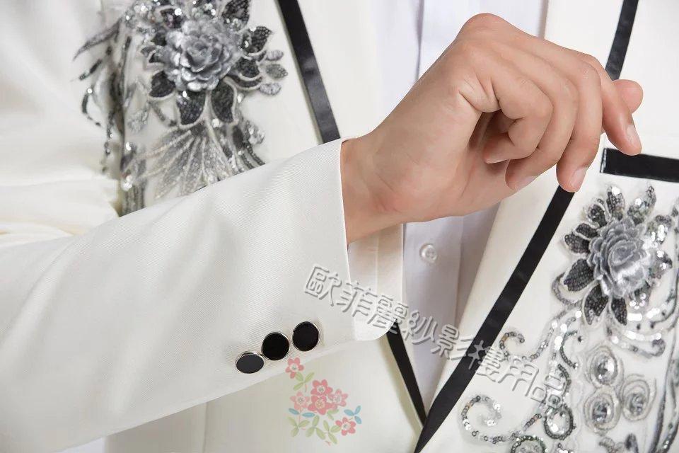 Trang phục nam mới thêu phù hợp với sân khấu hợp xướng trang phục ca sĩ chủ nhà áo dài áo vest nam hàn quốc