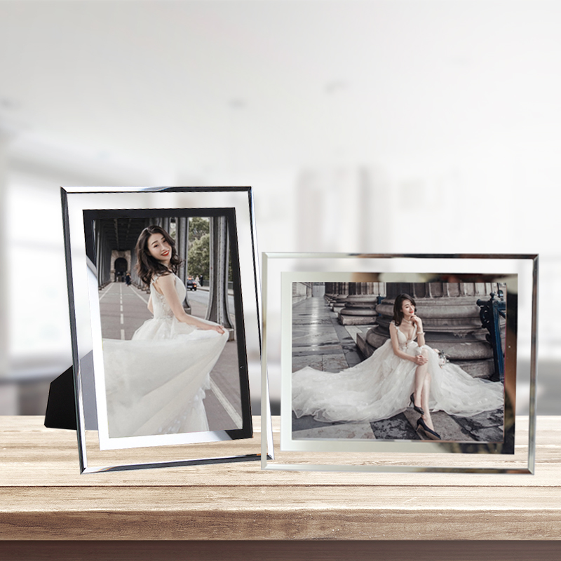 Crystal Glass Photo Frame Swing Table 7 Inch 5 6 8 10 7 Inch Creative Pendulum Like Shelf Custom Wash Photo Flush Plus