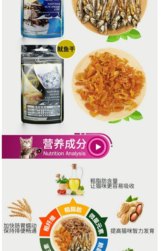Thú cưng Beethoven / Bai Kexin Mèo Ăn vặt Tôm Cá khô Cá khô Dải mực Mực Cá biển sâu tự nhiên Khô - Đồ ăn nhẹ cho mèo cám cho mèo
