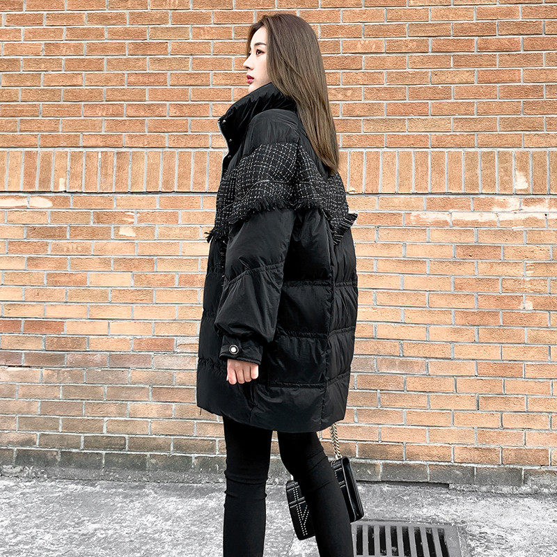 Large size down jacket women's mid-length version 2022 new winter Korean version loose and thin thick white duck down jacket