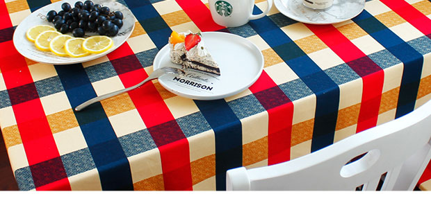 Khăn trải bàn bằng vải cotton Worsted Khăn trải bàn kiểu Mỹ Lưới vuông vuông Châu Âu nhà ăn khăn trải bàn hình chữ nhật bán khăn trải bàn