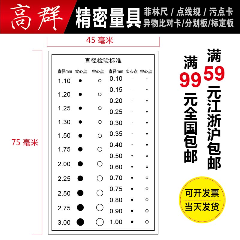 High-precision point line gauge stain detection Caffilin ruler caliper gauge measurement defect point gauge comparison card diameter gauge